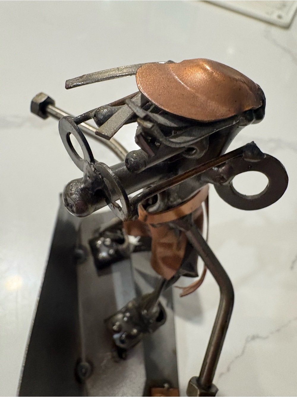 VINTAGE Metal Snowboarder Figurine Sculpture - Copper & Black Decorative Accent - Picture 4 of 6